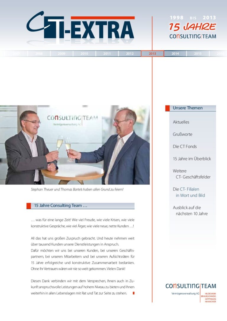 Deckblatt CT EXTRA - 15 Jahre Consulting-Team